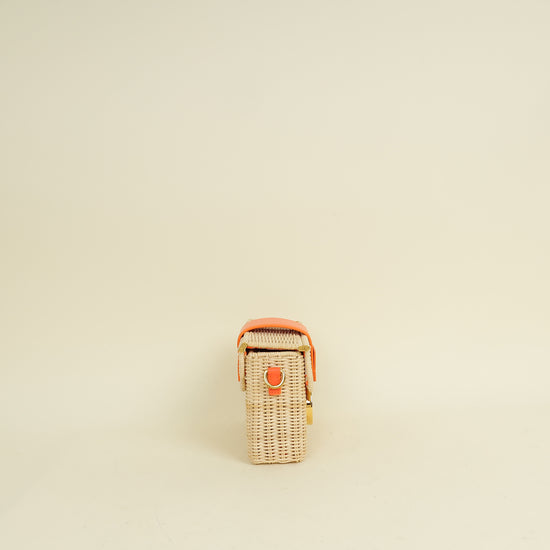 Christian Dior Neon Orange 30 Montaigne Wicker Box Bag