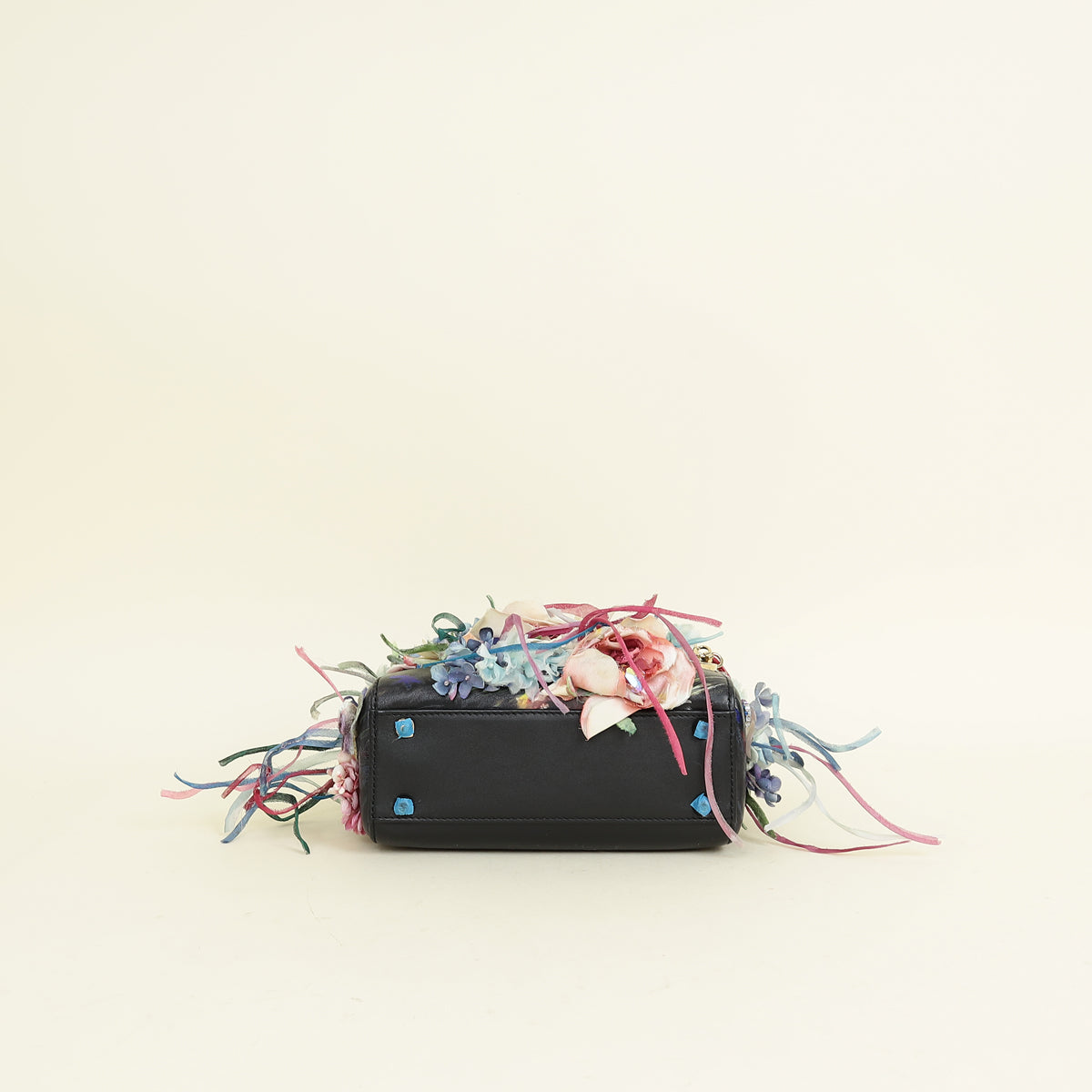 Christian Dior Black Multicolor Lady Dior X Gigi Sue Flower Beads Mini Bag