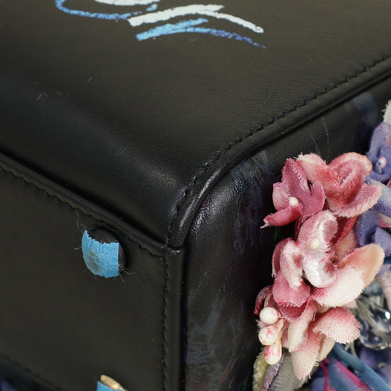 Christian Dior Black Multicolor Lady Dior X Gigi Sue Flower Beads Mini Bag