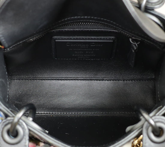 Christian Dior Black Multicolor Lady Dior X Gigi Sue Flower Beads Mini Bag