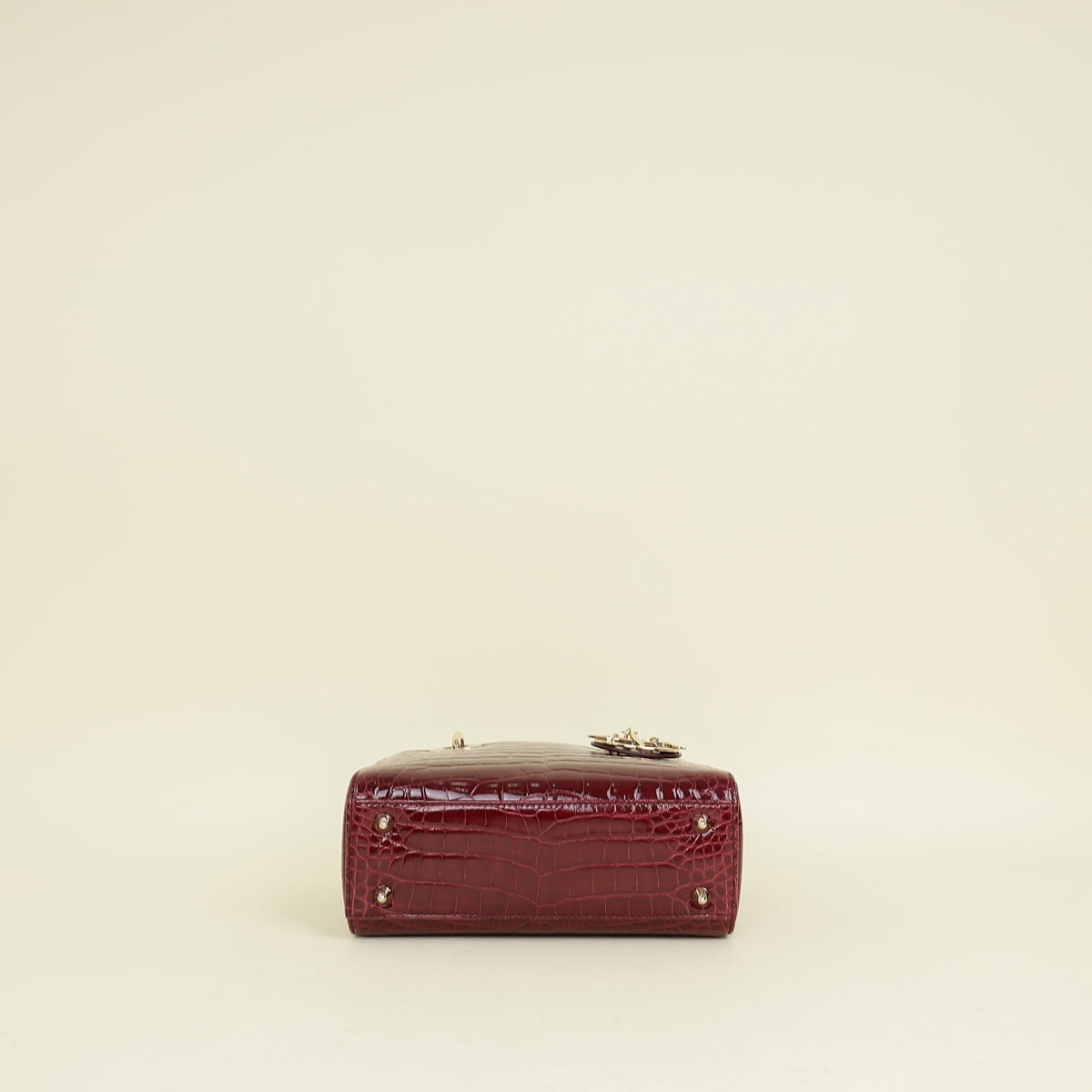 Christian Dior Burgundy Lady Dior Alligator Small Bag