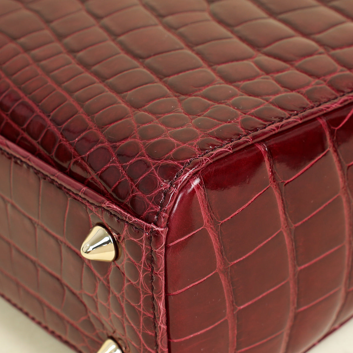 Christian Dior Burgundy Lady Dior Alligator Small Bag