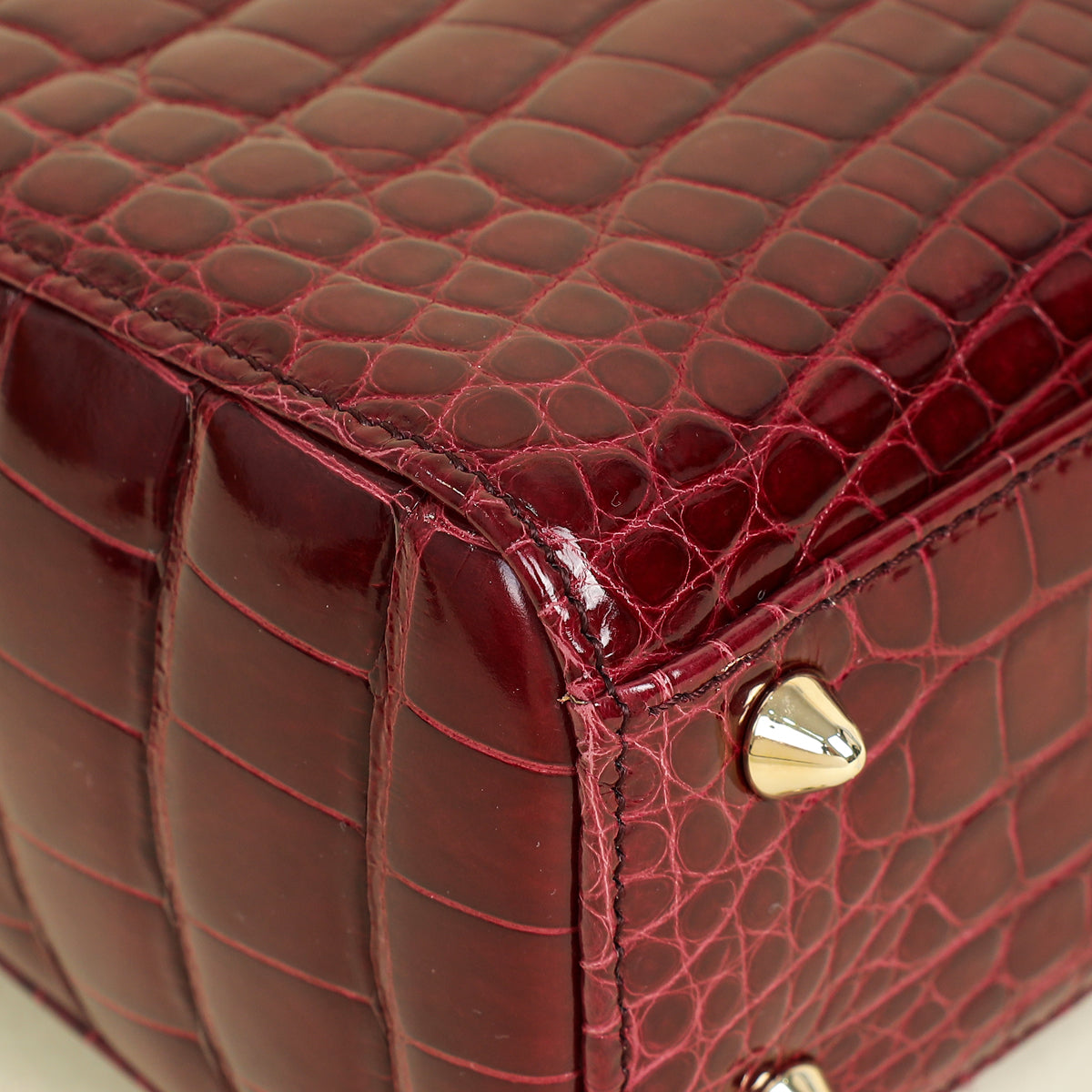 Christian Dior Burgundy Lady Dior Alligator Small Bag