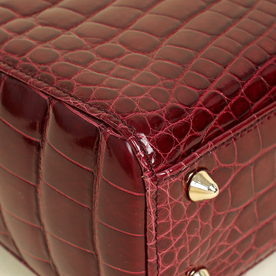 Christian Dior Burgundy Lady Dior Alligator Small Bag