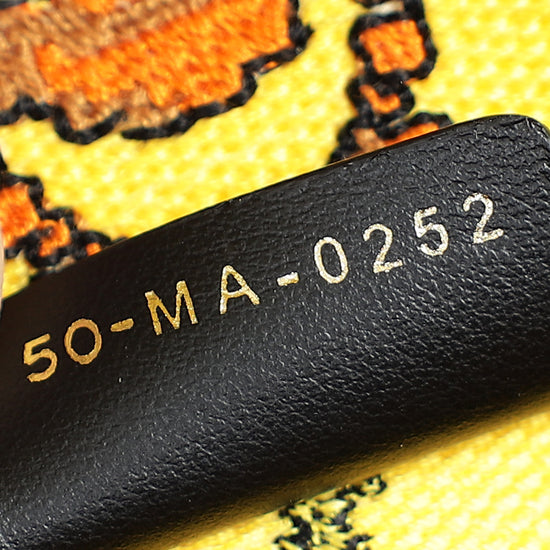 Christian Dior  Yellow Multicolor  Pixel Zodiac Embroidered Book Tote Small Bag