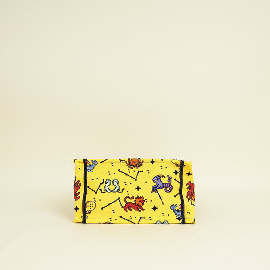 Christian Dior  Yellow Multicolor  Pixel Zodiac Embroidered Book Tote Small Bag