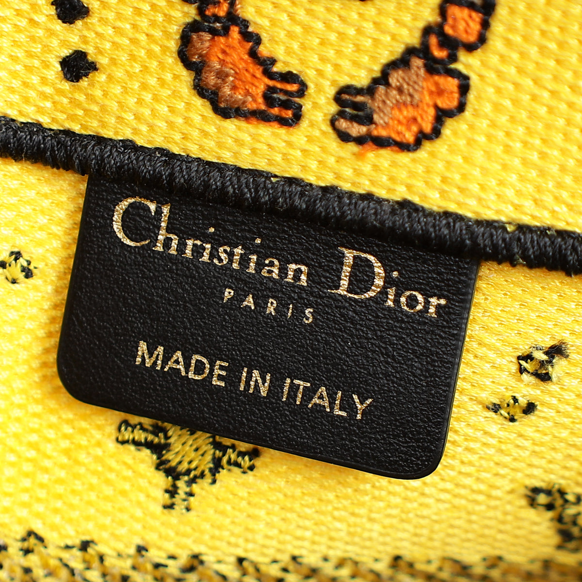 Christian Dior  Yellow Multicolor  Pixel Zodiac Embroidered Book Tote Small Bag