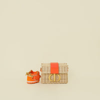 Christian Dior Neon Orange 30 Montaigne Wicker Box Bag