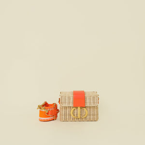 Christian Dior Neon Orange 30 Montaigne Wicker Box Bag