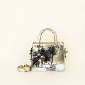 Christian Dior Metallic Gold Ltd. Ed. Lady Art x Manal Aldowayan Lady Dior Medium Bag