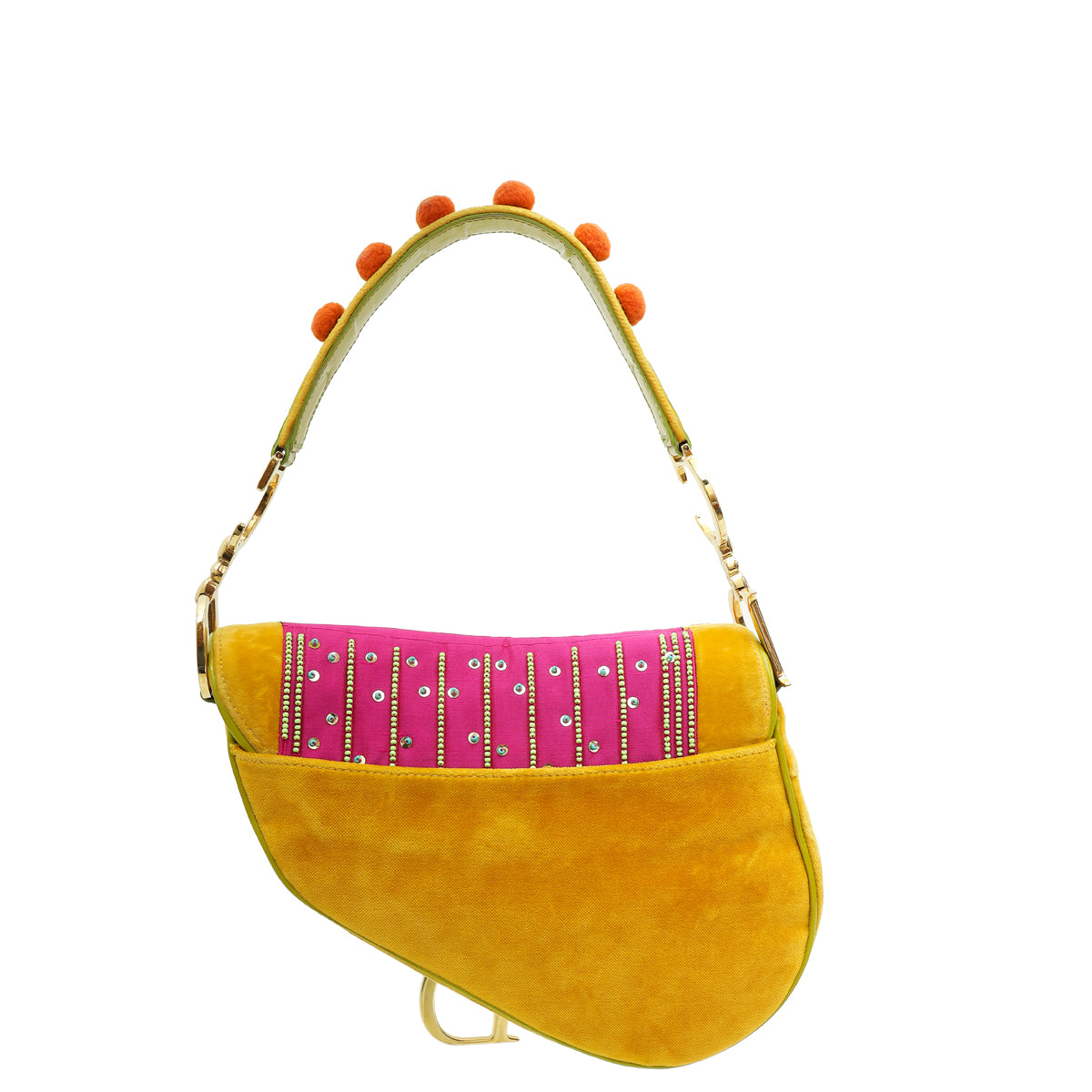 Christian Dior Multicolor Vintage L.E Pom Pom Embellished Saddle Medium Bag-Christian Dior-THE CLOSET