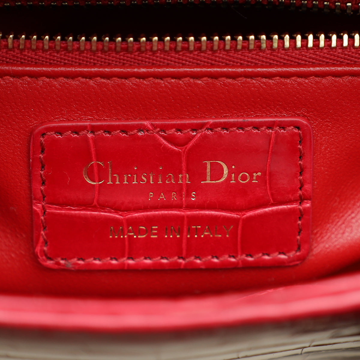 Christian Dior Red Alligator Lady Dior Mini Crystal Bag