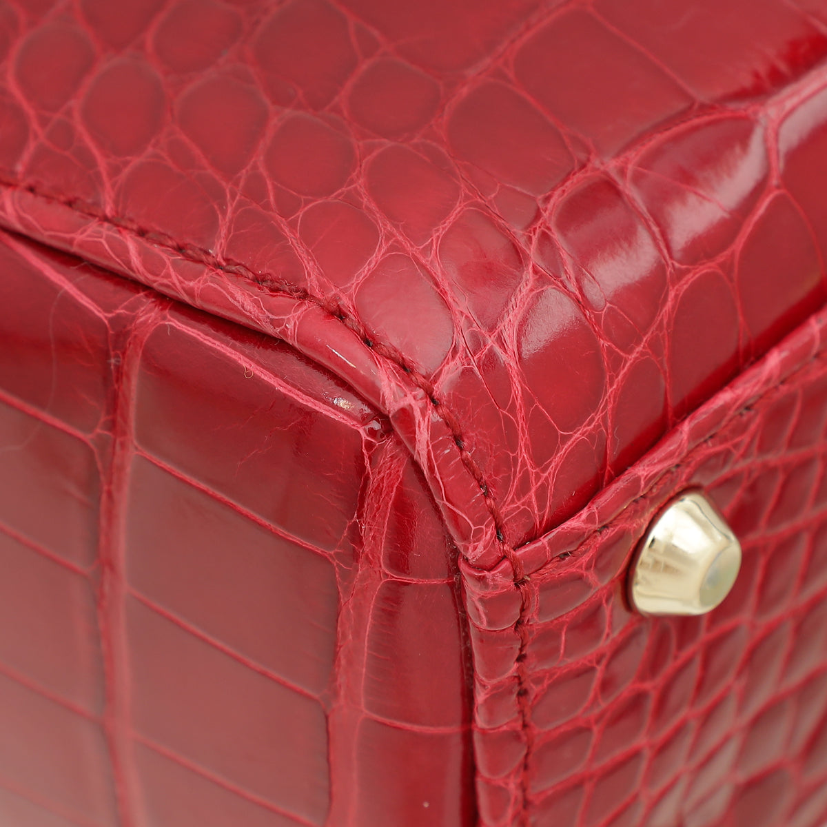 Christian Dior Red Alligator Lady Dior Mini Crystal Bag