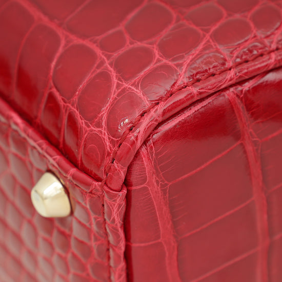 Christian Dior Red Alligator Lady Dior Mini Crystal Bag