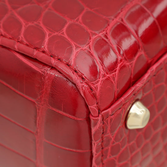 Christian Dior Red Alligator Lady Dior Mini Crystal Bag