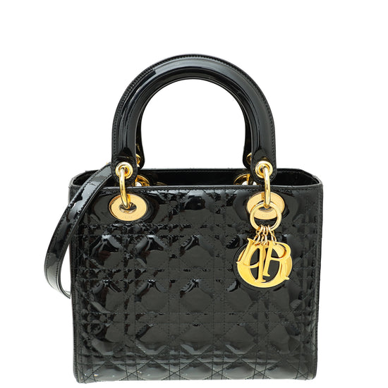 Christian Dior Black Lady Dior Medium Bag