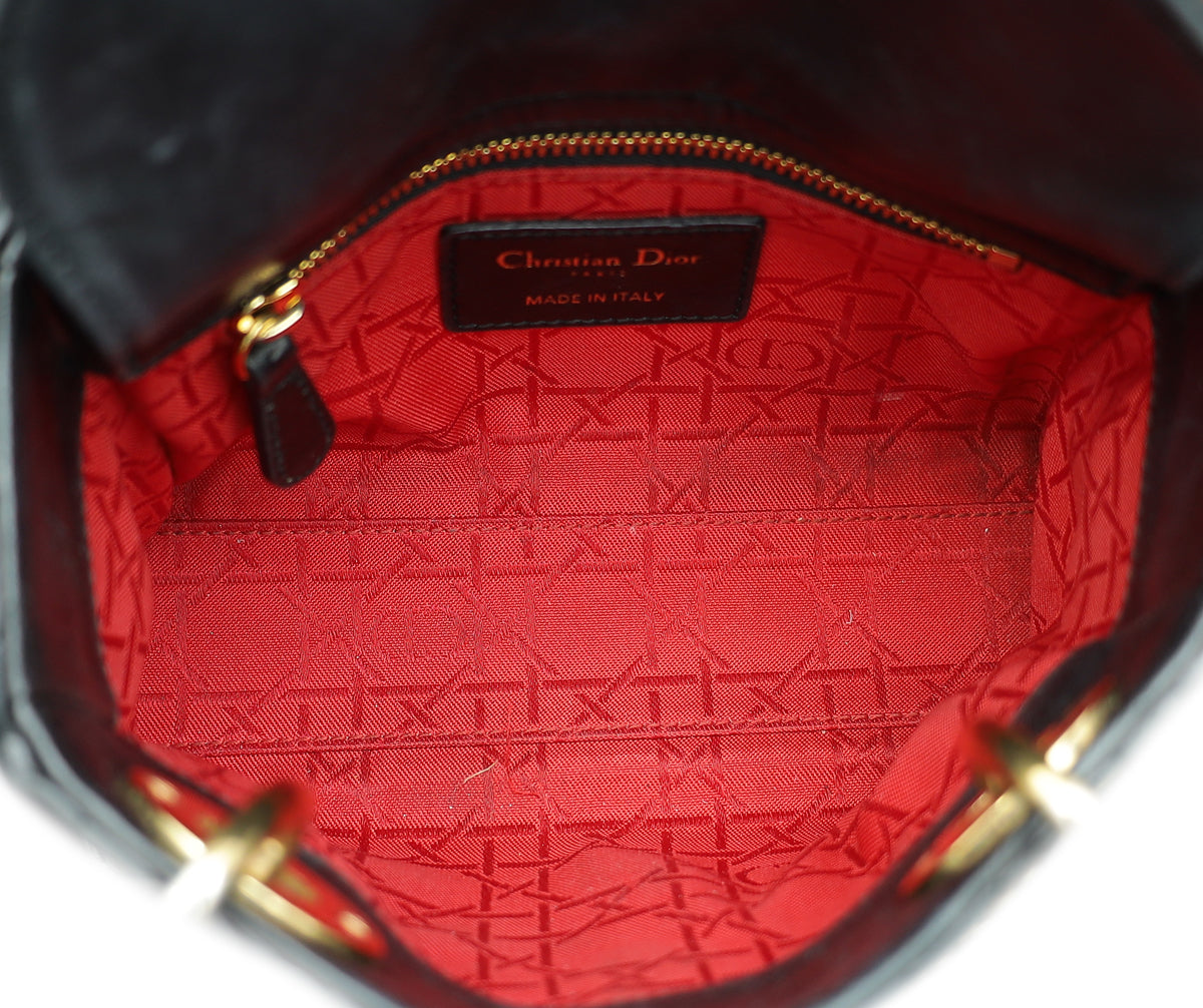 Christian Dior Black Lady Dior Mini Strap Bag