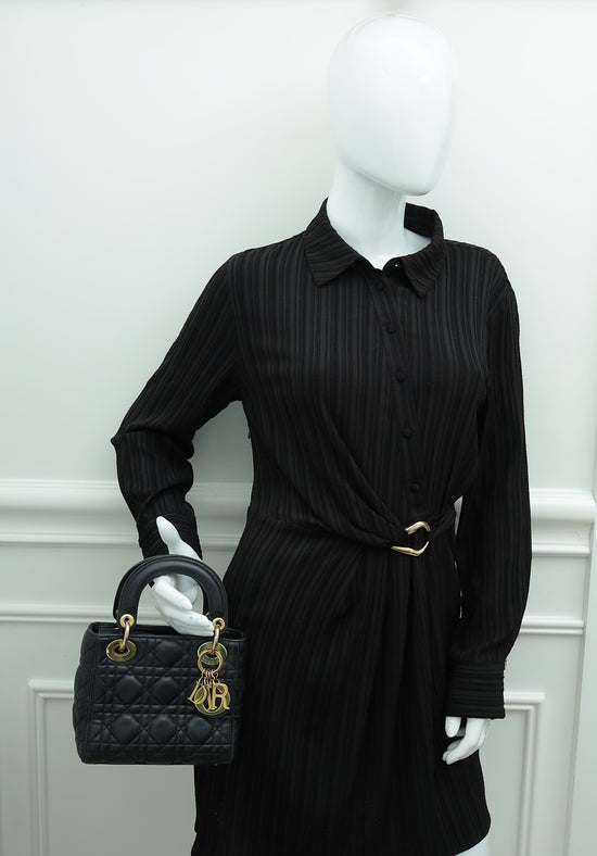 Christian Dior Black Lady Dior Mini Strap Bag