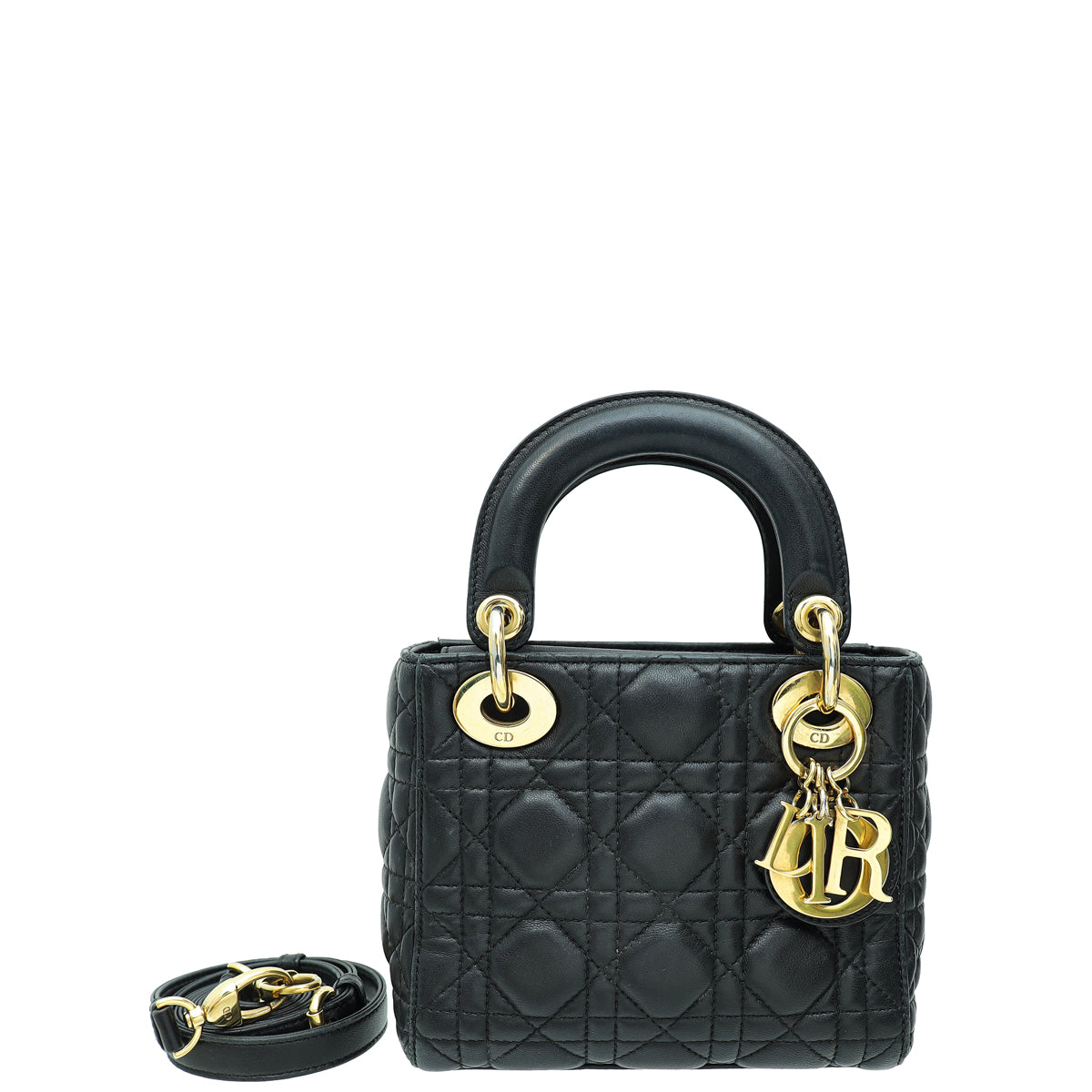 Christian Dior Black Lady Dior Mini Strap Bag