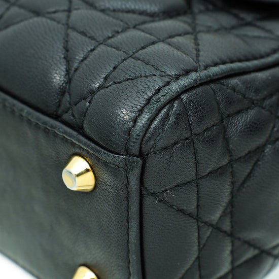 Christian Dior Black Lady Dior Mini Strap Bag