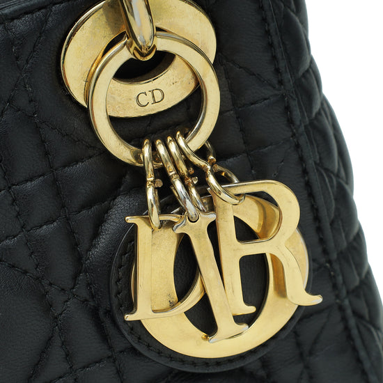 Christian Dior Black Lady Dior Mini Strap Bag