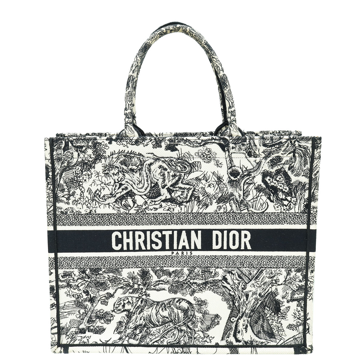 Christian Dior Toile De Jouy Embroidery Book Tote Large Bag-Christian Dior-THE CLOSET