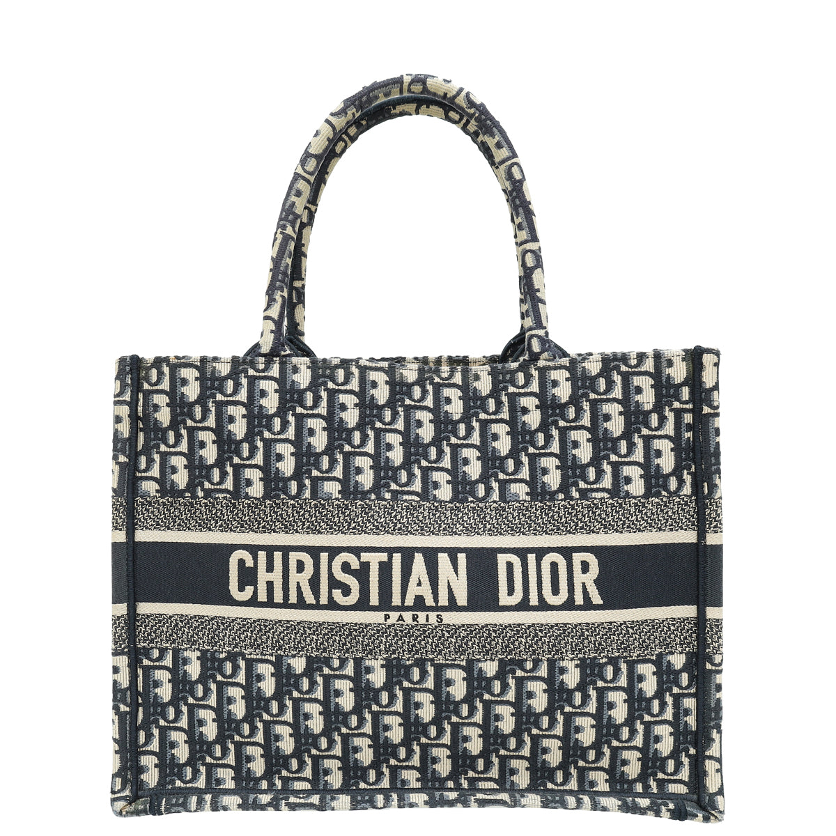 Christian Dior Bicolor Oblique Embroidered Book Tote Medium Bag