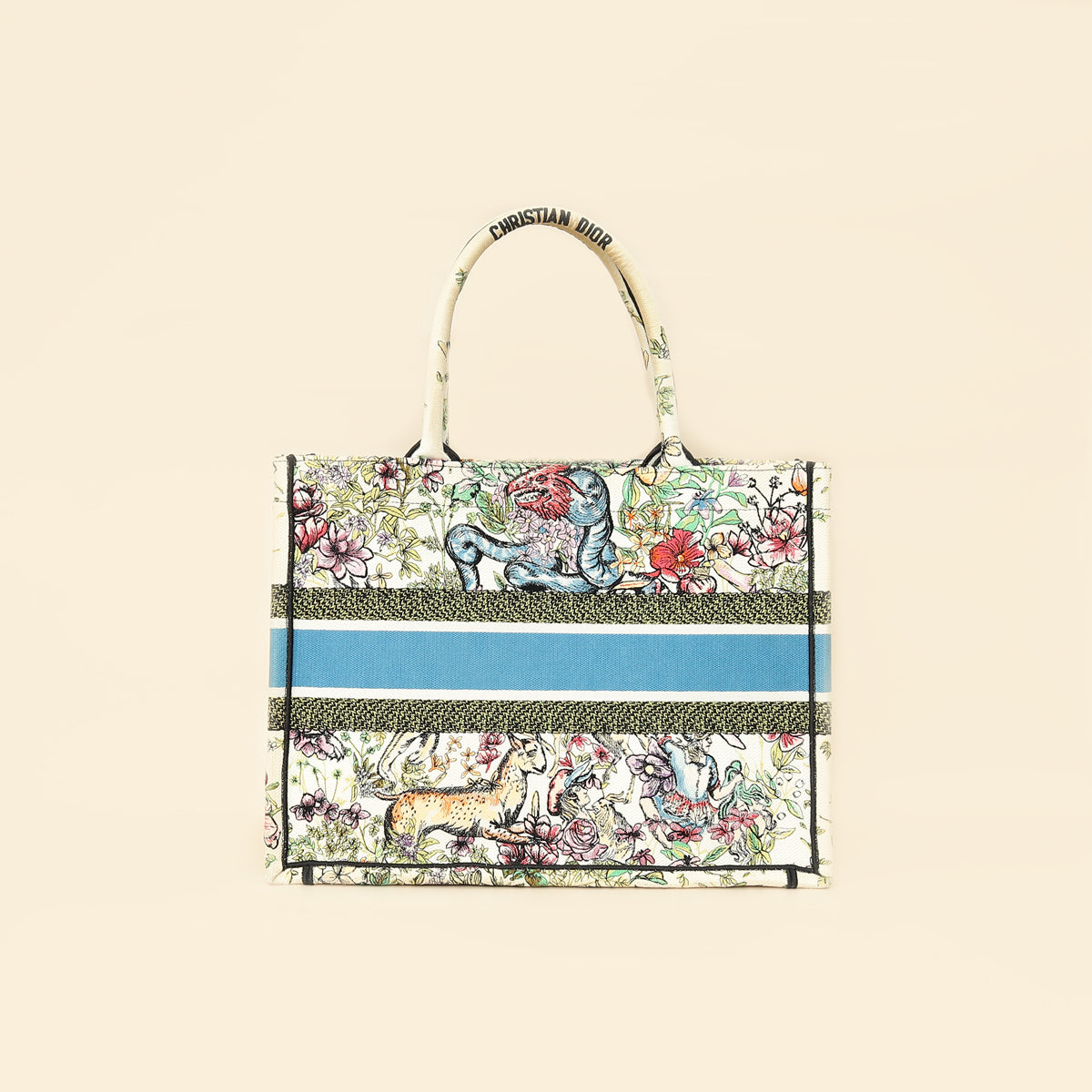 Christian Dior White Multicolor D-Constellation Embroidery Book Medium Tote Bag-Christian Dior-THE CLOSET