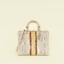 Christian Dior Bicolor Snakeskin Lady Dior Large Bag