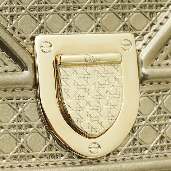 Christian Dior Metallic Gold Micro-Cannage Baby Diorama Flap Bag