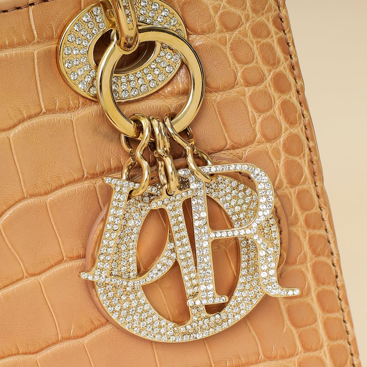 Christian Dior Blush Nude Alligator w/ Crystal Lady Dior Small Bag-Christian Dior-THE CLOSET