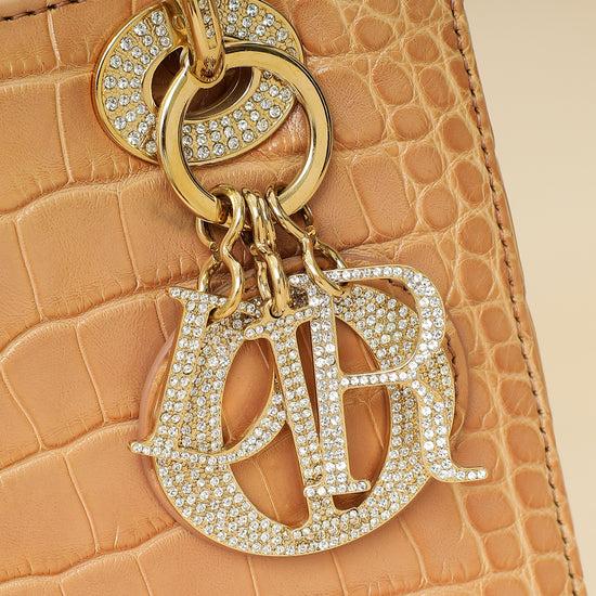 Christian Dior Blush Nude Alligator w/ Crystal Lady Dior Small Bag-Christian Dior-THE CLOSET
