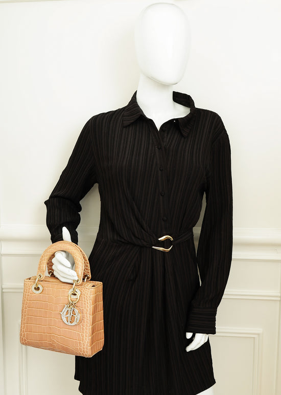 Christian Dior Blush Nude Alligator w/ Crystal Lady Dior Small Bag-Christian Dior-THE CLOSET