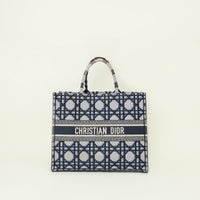 Christian Dior Bicolor Cannage Embroidered Book Tote Large Bag