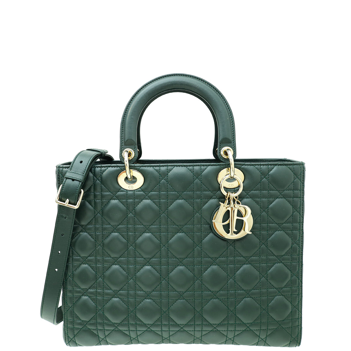 Christian Dior Dark Green Lady Dior Large Bag