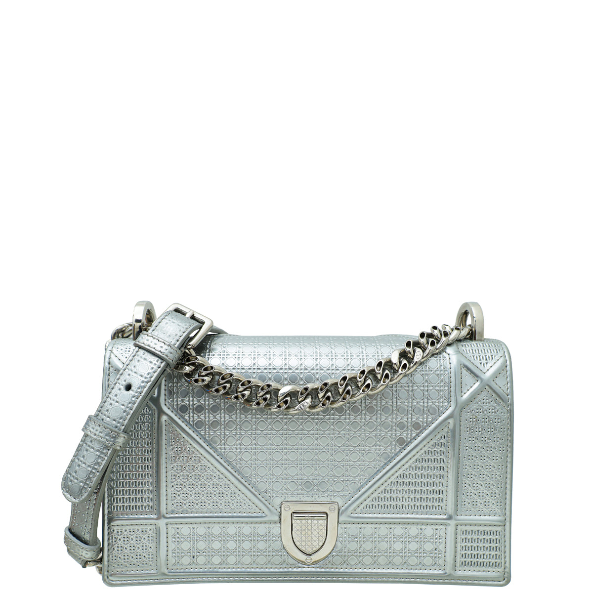 Christian Dior Silver Diorama Micro Cannage Small Shoulder Bag