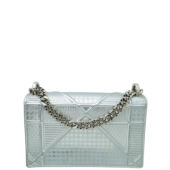 Christian Dior Silver Diorama Micro Cannage Small Shoulder Bag
