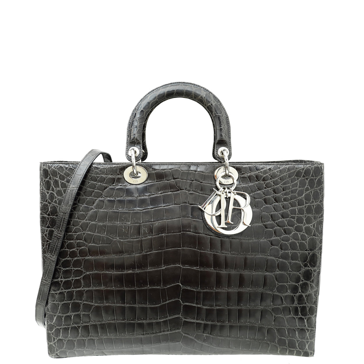 Christian Dior Dark Grey Crocodile Haute Maroquinerie Lady Dior XL Bag-Christian Dior-THE CLOSET