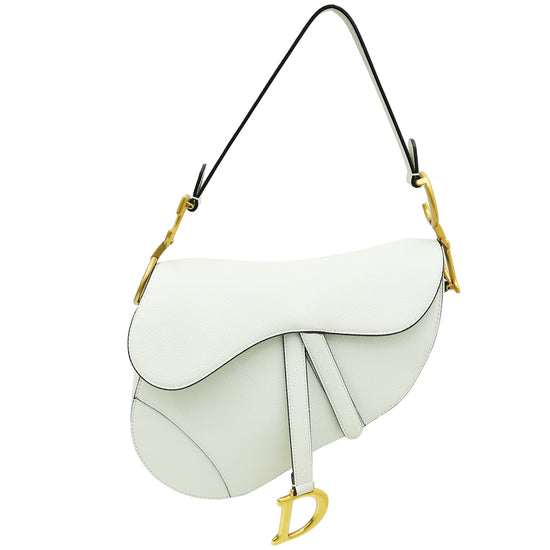 Christian Dior White Saddle Medium Bag