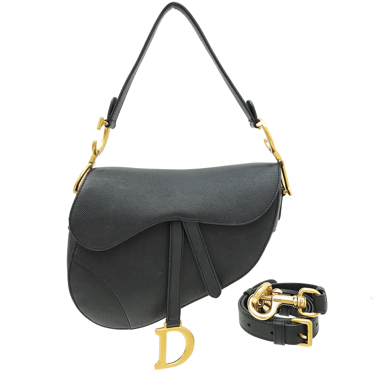 Christian Dior Black Saddle Bag W/ Strap-Christian Dior-THE CLOSET
