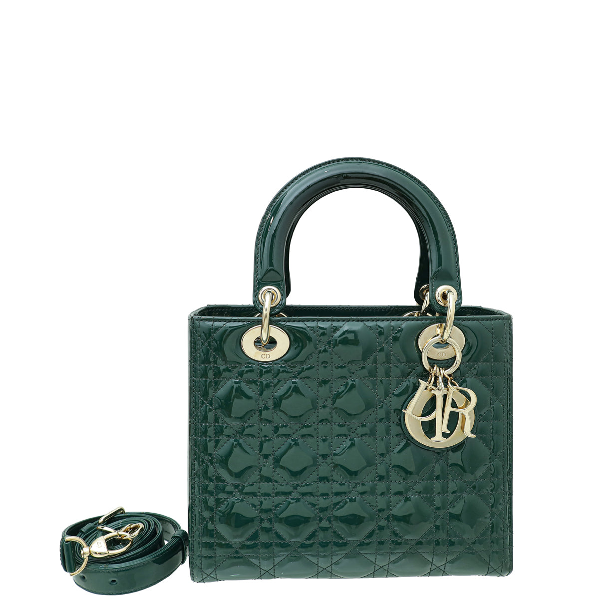 Christian Dior Forest Green Lady Dior Medium Bag