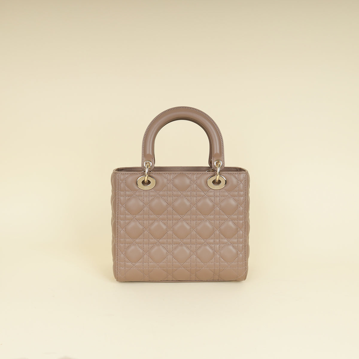 Christian Dior Taupe Gray Cannage Lady Dior Medium Bag-Christian Dior-THE CLOSET