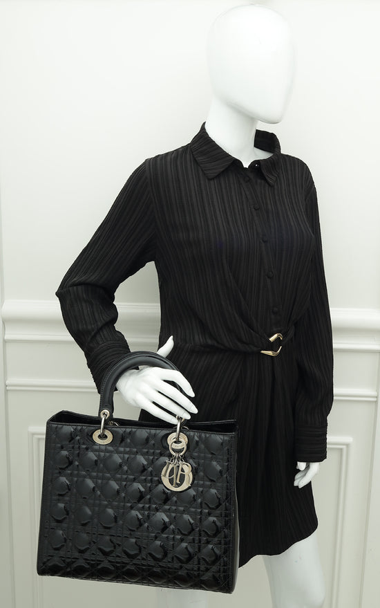 Christian Dior Black Lady Dior Large Bag