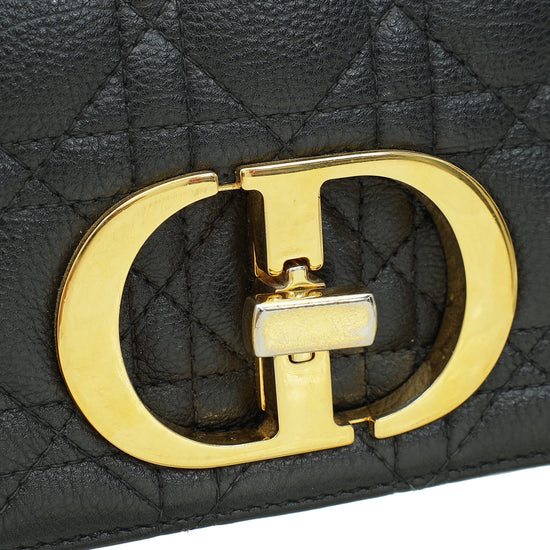 Christian Dior Black Caro Cannage Supple Medium Shoulder Bag