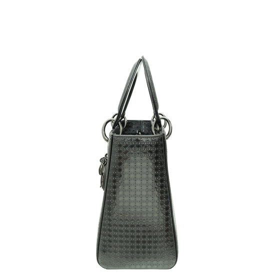 Christian Dior Asphalt Lady Dior Microcannage Medium Bag