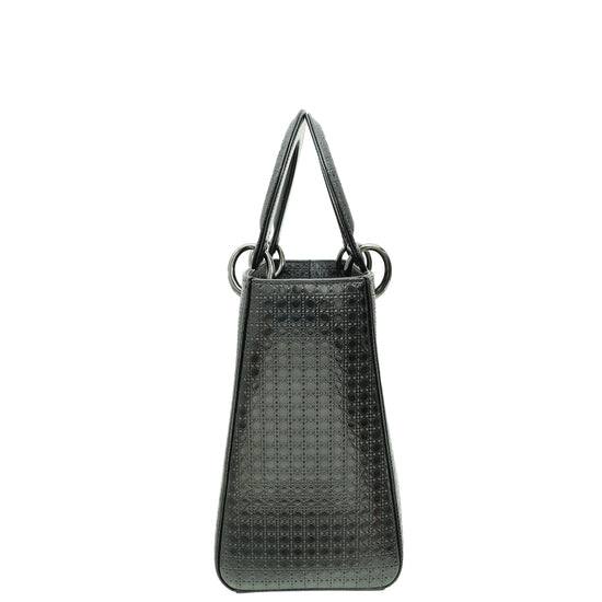 Christian Dior Asphalt Lady Dior Microcannage Medium Bag