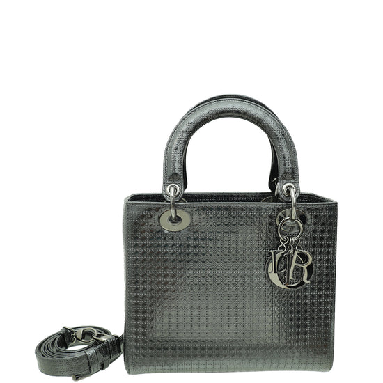 Christian Dior Asphalt Lady Dior Microcannage Medium Bag