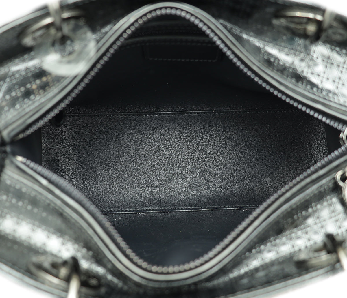 Christian Dior Asphalt Lady Dior Microcannage Medium Bag