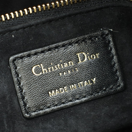 Christian Dior Black Lady Dior Pearls Embroidered Mini Chain Bag