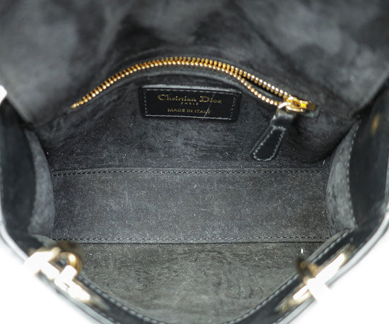 Christian Dior Black Lady Dior Pearls Embroidered Mini Chain Bag